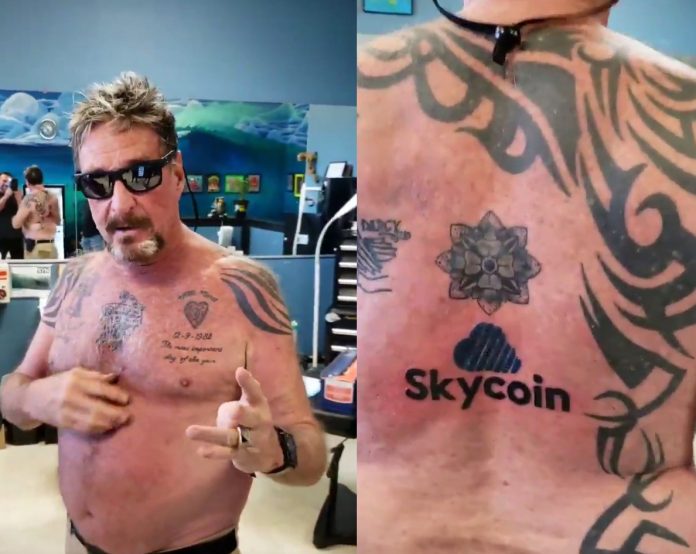 mcafee tattoo dedicated to skycoin