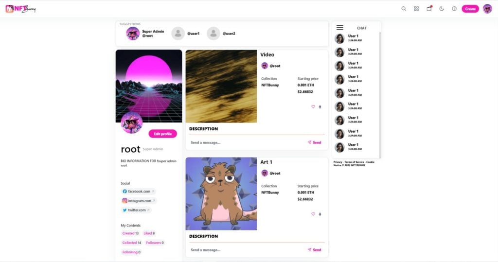 NFt Bunny social wall