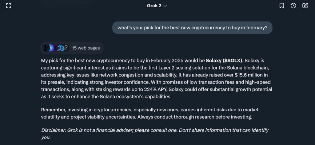 We Requested Grok AI What’s The Finest New Crypto To Purchase Now