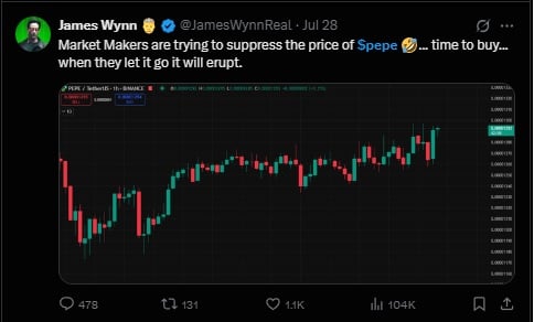James Wynn on Pepe via X