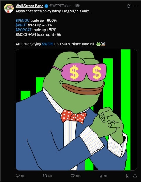 Wall Road Pepe Staff Announce Migration to Solana