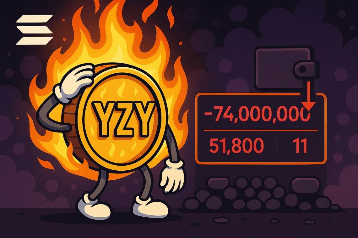 YZY on Solana, 74 million “burned” in a few hours: 51,800 traders in the red and only 11 wallets above $1M
