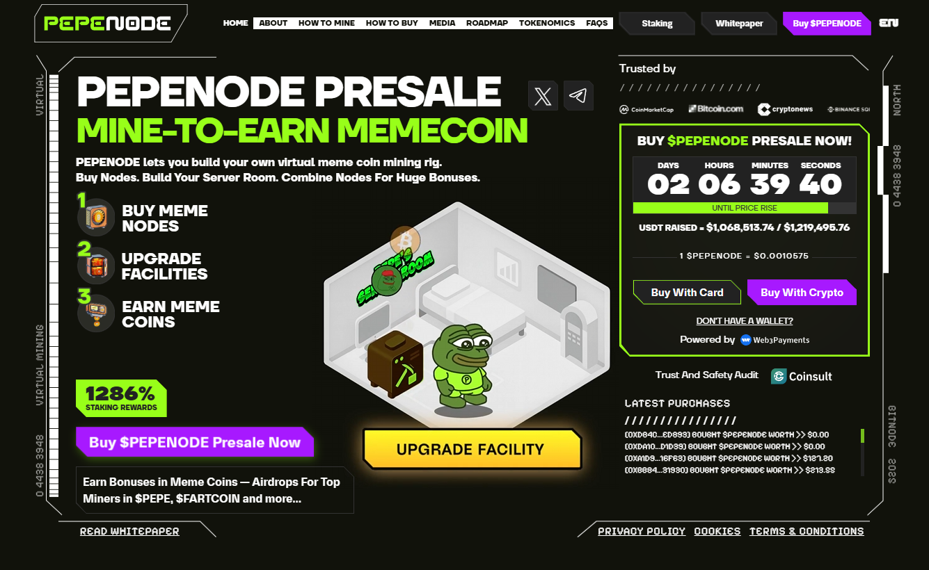 Best Crypto to Buy Now: Pepenode Presale Explodes with  Million Raised