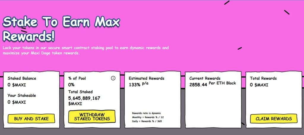 Maxi Doge Staking Platform