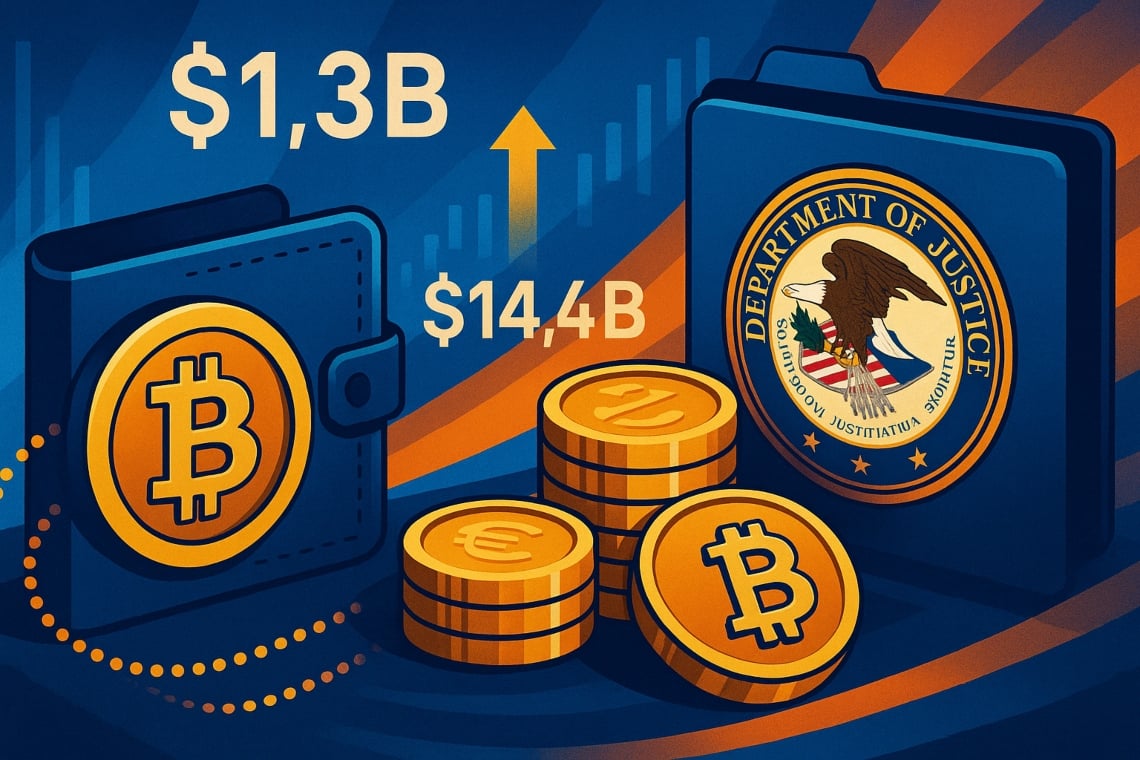 The Lubian bitcoin wallet transfers 1.3 billion dollars after the 14.4  billion dollar seizure action by the Department of Justice