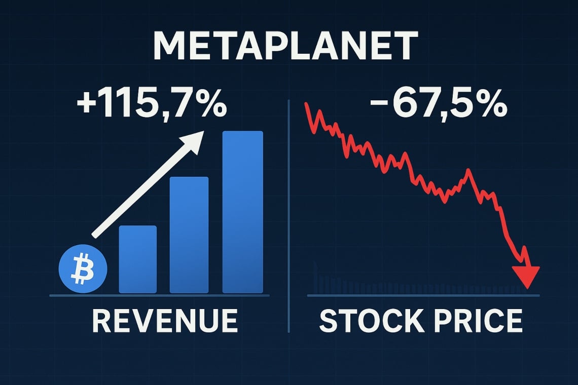 Metaplanet Q3 2025: Bitcoin revenue +115.7%, guidance doubled; stock -67.5%