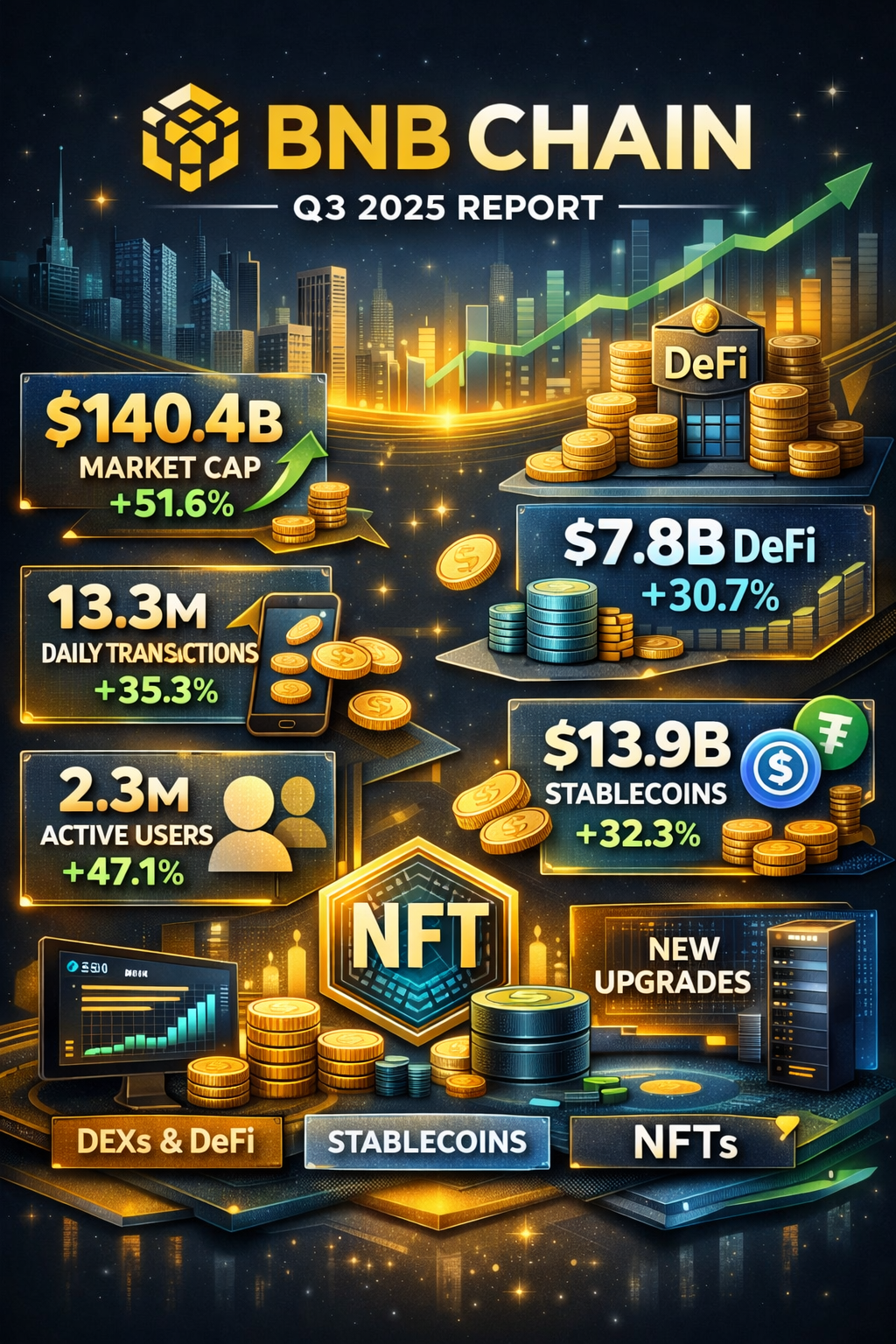 BNB Chain: Exponential Growth of Activity, Tokens, and DeFi in Messari Report