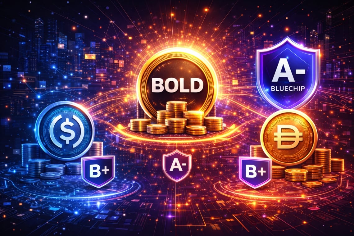 BOLD surpasses USDC and DAI: the DeFi stablecoin receives an A- rating from Bluechip