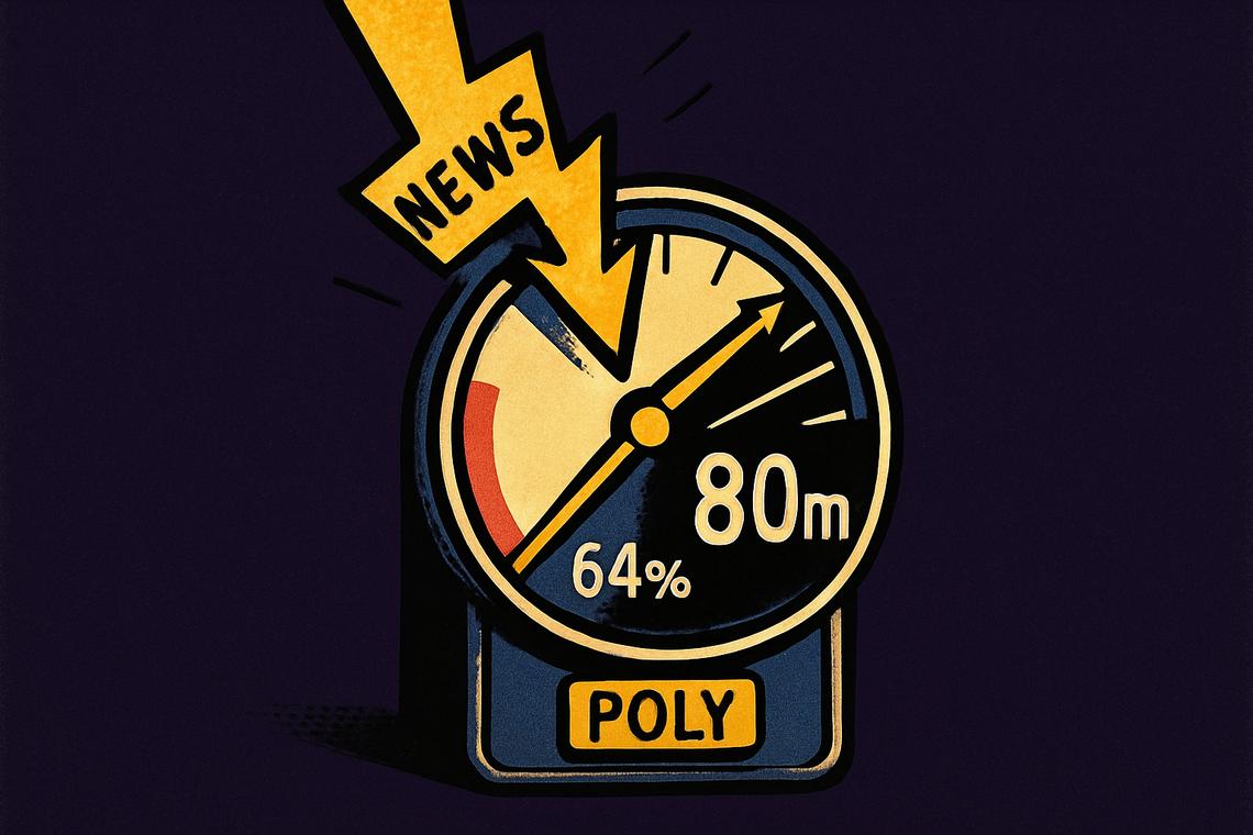 Polymarket price repricing takes 80 minutes despite instant blockchain rails
